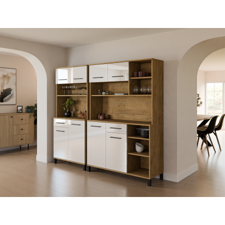 Szafka jezdna 70 cm ROLLER biały połysk / dąb lancelot LANA